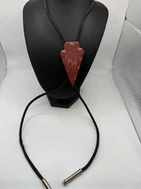 Authentic Ray Redwing Signed Pipestone Arrowhead Bolo Tie w/ Original Tag